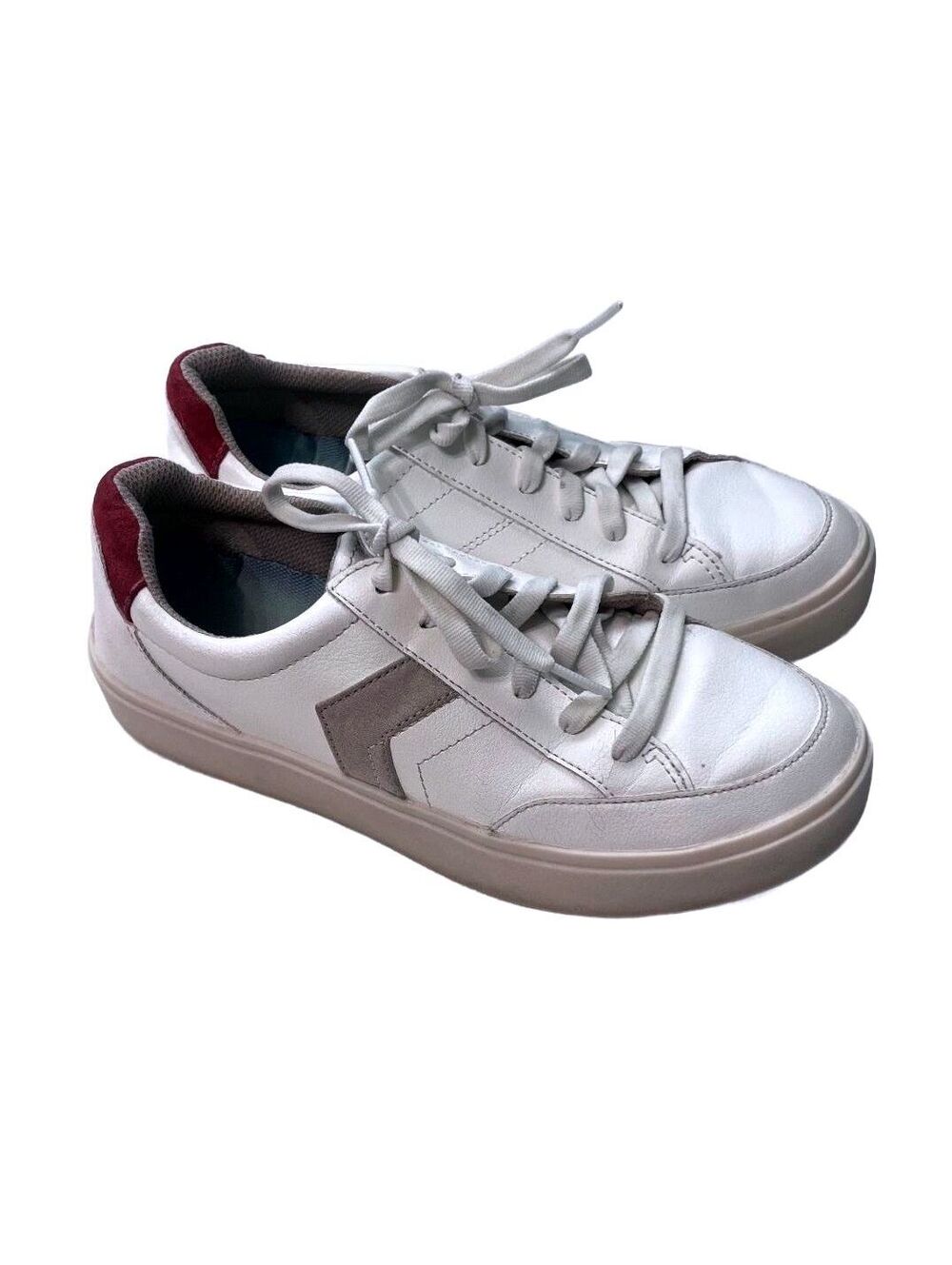 Dr. Scholl's Madison Lace White Leather Sneakers 7.5 M Comfort Retro Court Shoe